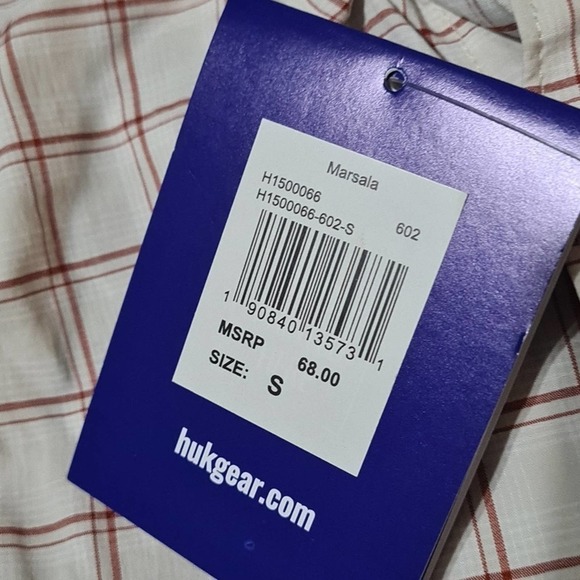 Huk Marsala Plaid Button Shirt Size Small NWT - Picture 4 of 6